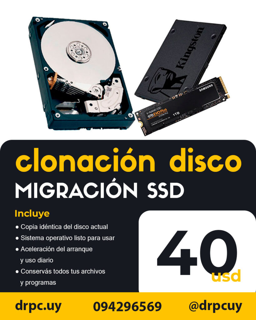 Clonación de disco duro a SSD en notebook y pc